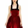 Dr Faust Deep Red Halterneck Velvet Mini Dress - Rosalie