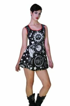 Dr Faust Disturbed Print Celestial Black Mini Dress - Aurora