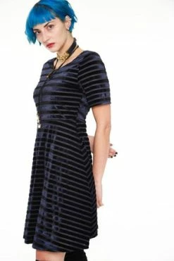 Jawbreaker Black Velvet Stripe Dress