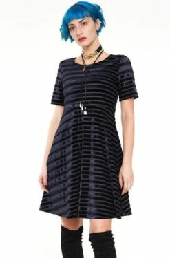 Jawbreaker Black Velvet Stripe Dress -Cheap GOTHIC DRESSES Store dra 9351 bi 03 300x