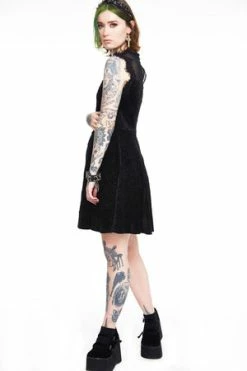 Jawbreaker Embroidered Rose Velvet Skater Dress -Cheap GOTHIC DRESSES Store dra 9357 bi 03 300x