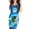 Dr Faust Fallen Angel Blue Moon Night Sky Midi Dress - Angel