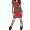 Dr Faust Freddy Krueger Style Red And Green Mini Dress - Aubrey