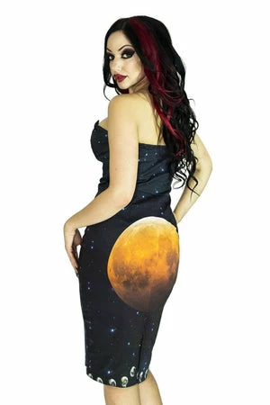 Dr Faust Full Blood Moon Night Sky Midi Dress - Amaris 2 Dr Faust Full Blood Moon Night Sky Midi Dress - Amaris - Image 2