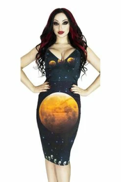 Dr Faust Full Blood Moon Night Sky Midi Dress - Amaris