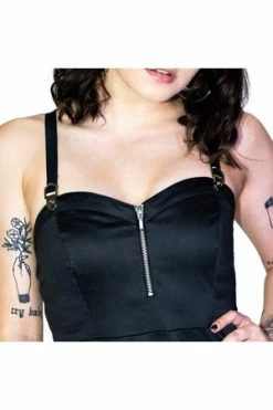 Dr Faust Geometric Metal Buckle Black Mini Dress - Serenity -Cheap GOTHIC DRESSES Store geometric metal buckle black mini dress serenity dr faust 3 300x