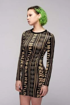 Long Clothing Gold Rune Dress