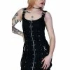 Dr Faust Goth Bondage Black Mini Dress - Maia