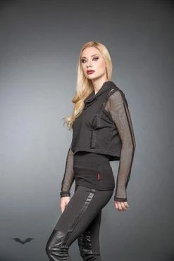 Queen Of Darkness Goth Top With Loose Neck And Net-Sleeves -Cheap GOTHIC DRESSES Store goth top with loose neck and net sleeves queen of darkness 4 300x