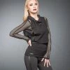 Queen Of Darkness Goth Top With Loose Neck And Net-Sleeves