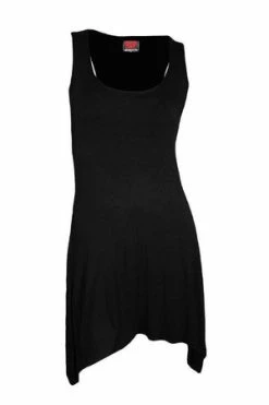 Spiral Gothic Elegance - Goth Bottom Camisole Dress Black