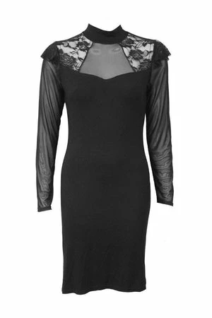 Spiral Gothic Elegance - Lace Shoulder Corset Dress 1 Spiral Gothic Elegance - Lace Shoulder Corset Dress