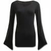 Spiral Gothic Elegance - V Neck Goth Sleeve Top Black