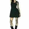 Dr Faust Green Polka Dots Black Mini Dress - Ava