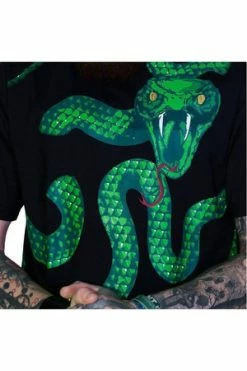 Dr Faust Green Snake God Black T-Shirt - Joshua -Cheap GOTHIC DRESSES Store green snake god black t shirt joshua dr faust 4 300x