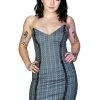 Dr Faust Grey Checkered Lace-Up Mini Dress - Jana