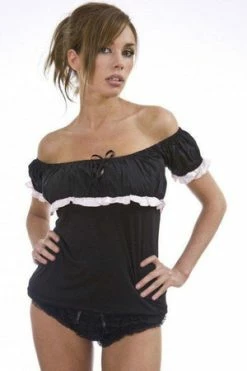 Burleska Gypsy Black Cotton Gothic Top With Frill -Cheap GOTHIC DRESSES Store gypsy black cotton gothic top with frill burleska 4 300x