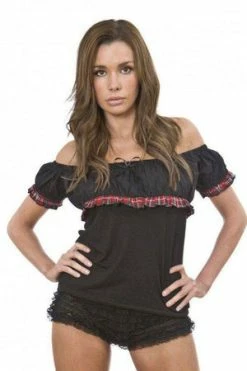 Burleska Gypsy Black Cotton Gothic Top With Frill -Cheap GOTHIC DRESSES Store gypsy black cotton gothic top with frill burleska 5 300x