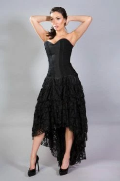 Burleska Helena Burlesque Corset Dress In Black Taffeta