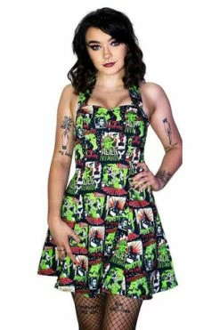 Dr Faust Horror B Movie Black Mini Dress - Myra