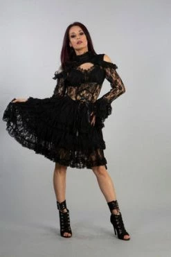 Burleska Kyra Dress In Black Lace -Cheap GOTHIC DRESSES Store kyra dress in black lace burleska 3 300x