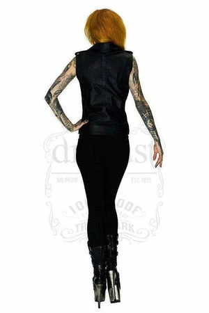 Dr Faust Leather Black Biker Vest - Ran 2 Dr Faust Leather Black Biker Vest - Ran - Image 2