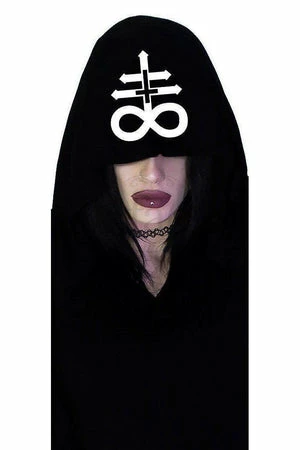 Dr Faust Leviathan Cross Hooded Black Mini Dress - Melany 4 Dr Faust Leviathan Cross Hooded Black Mini Dress - Melany - Image 4