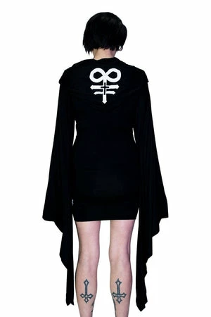Dr Faust Leviathan Cross Hooded Black Mini Dress - Melany 1 Dr Faust Leviathan Cross Hooded Black Mini Dress - Melany