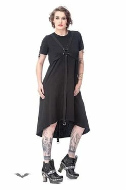 Queen Of Darkness Long Dress With Rings And Bondage