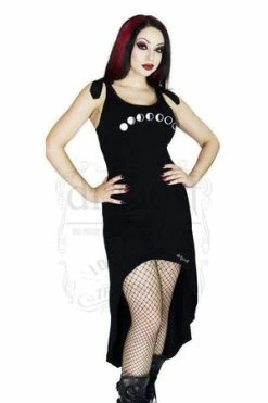 Dr Faust Lunar Phases Moon Black High-Low Dress - Hadlee