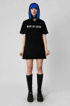 Long Clothing Made By Satan - Hooded T-Shirt - Unisex -Cheap GOTHIC DRESSES Store made by satan hooded t shirt unisex long clothing 5 300x