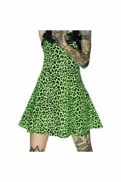 Dr Faust Magical Green Leopard Mini Dress - Sadie -Cheap GOTHIC DRESSES Store magical green leopard mini dress sadie dr faust 3 300x
