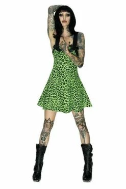 Dr Faust Magical Green Leopard Mini Dress - Sadie