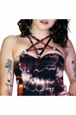 Dr Faust Mars Attack Pentagram Tie Dye Mini Dress - Marisol -Cheap GOTHIC DRESSES Store mars attack pentagram tie dye mini dress marisol dr faust 3 300x