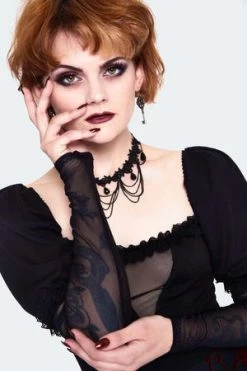 Jawbreaker Mesh Panels Long Sleeve Top With Lace -Cheap GOTHIC DRESSES Store mesh panels long sleeve top with lace tpa 2610 03.1453 300x