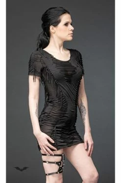 Queen Of Darkness Mini Dress With Fringes