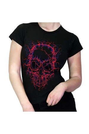 Dr Faust Neon Veins Red Skull Black T-Shirt - Veda 2 Dr Faust Neon Veins Red Skull Black T-Shirt - Veda - Image 2