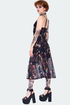 Jawbreaker Night Garden Print Midi Dress 2 Jawbreaker Night Garden Print Midi Dress - Image 2