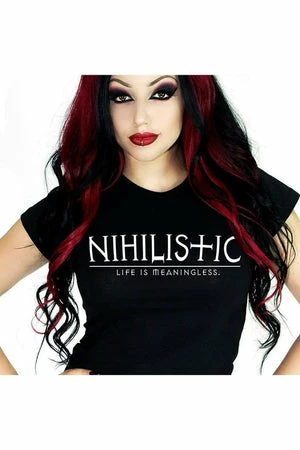 Dr Faust Nihilistic Life Is Meaningless Black T-Shirt - Frederica 2 Dr Faust Nihilistic Life Is Meaningless Black T-Shirt - Frederica - Image 2
