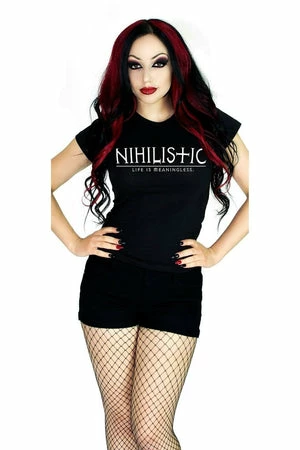 Dr Faust Nihilistic Life Is Meaningless Black T-Shirt - Frederica 1 Dr Faust Nihilistic Life Is Meaningless Black T-Shirt - Frederica