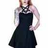 Dr Faust O-Ring Pentagram Strap Black Mini Dress - Rita