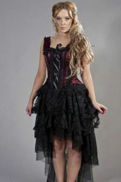 Burleska Ophelie Gothic Corset Dress In Satin Flock -Cheap GOTHIC DRESSES Store ophelie gothic corset dress in satin flock burleska 3 300x