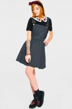 Jawbreaker Over It All Pinstripe Overall Dress