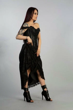 Burleska Passion Corset Dress In Black Satin And Lace Overlay 4 Burleska Passion Corset Dress In Black Satin And Lace Overlay - Image 4