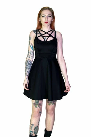 Dr Faust Pentagram Strap Black Mini Dress - Tamsyn 1 Dr Faust Pentagram Strap Black Mini Dress - Tamsyn