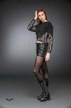 Queen Of Darkness Pullover With Cotton-Lace At Seam And Sleeve -Cheap GOTHIC DRESSES Store pullover with cotton lace at seam and sleeve queen of darkness 4 300x