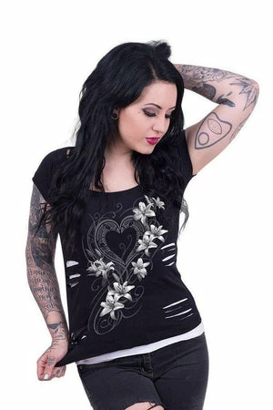 Spiral Pure Of Heart - 2In1 White Ripped Top Black 2 Spiral Pure Of Heart - 2In1 White Ripped Top Black - Image 2