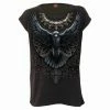 Spiral Raven Skull - Turnup Sleeve Loosefit Tee
