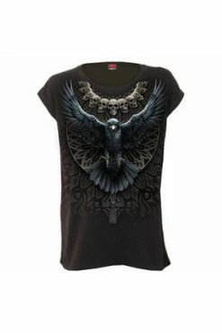 Spiral Raven Skull - Turnup Sleeve Loosefit Tee