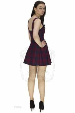 Dr Faust Red And Blue Tartan Woven Mini Dress - Ella -Cheap GOTHIC DRESSES Store red and blue tartan woven mini dress ella dr faust 3 300x